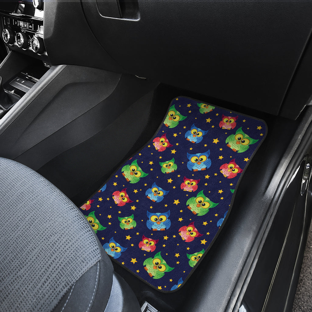 Owl with Star Themed Design Print Car Floor Mats Front Back