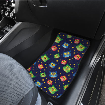 Owl with Star Themed Design Print Car Floor Mats Front Back
