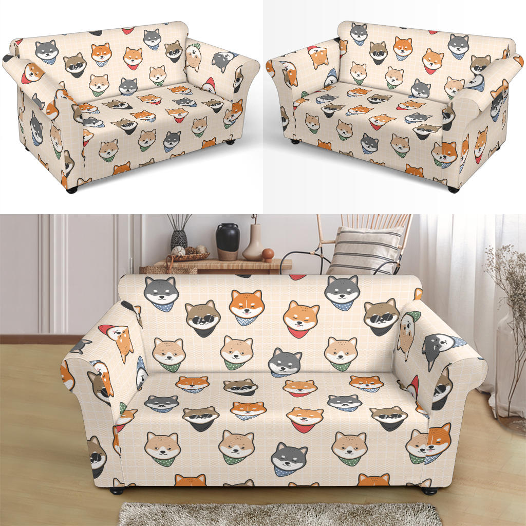 Shiba Inu Print Design LKS3010 Loveseat Couch Slipcover