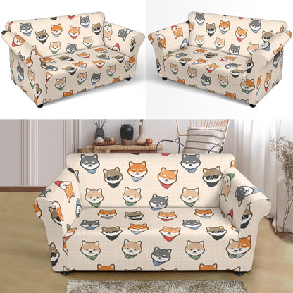 Shiba Inu Print Design LKS3010 Loveseat Couch Slipcover