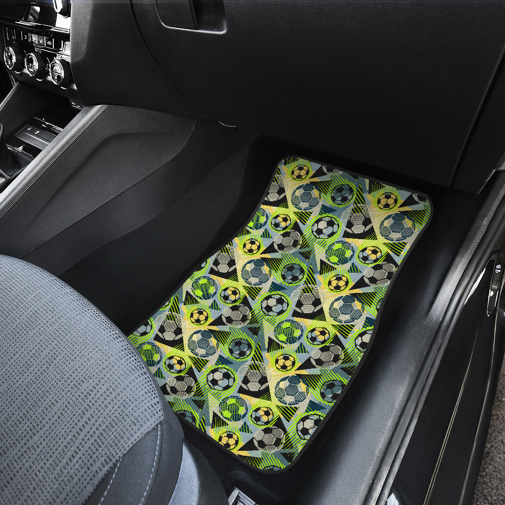 Soccer Ball Themed Print Pattern Car Floor Mats Front Back