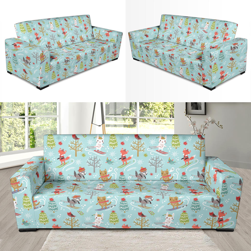 Ski Fox Cute Print Design LKS303 Sofa Slipcover