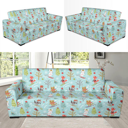 Ski Fox Cute Print Design LKS303 Sofa Slipcover