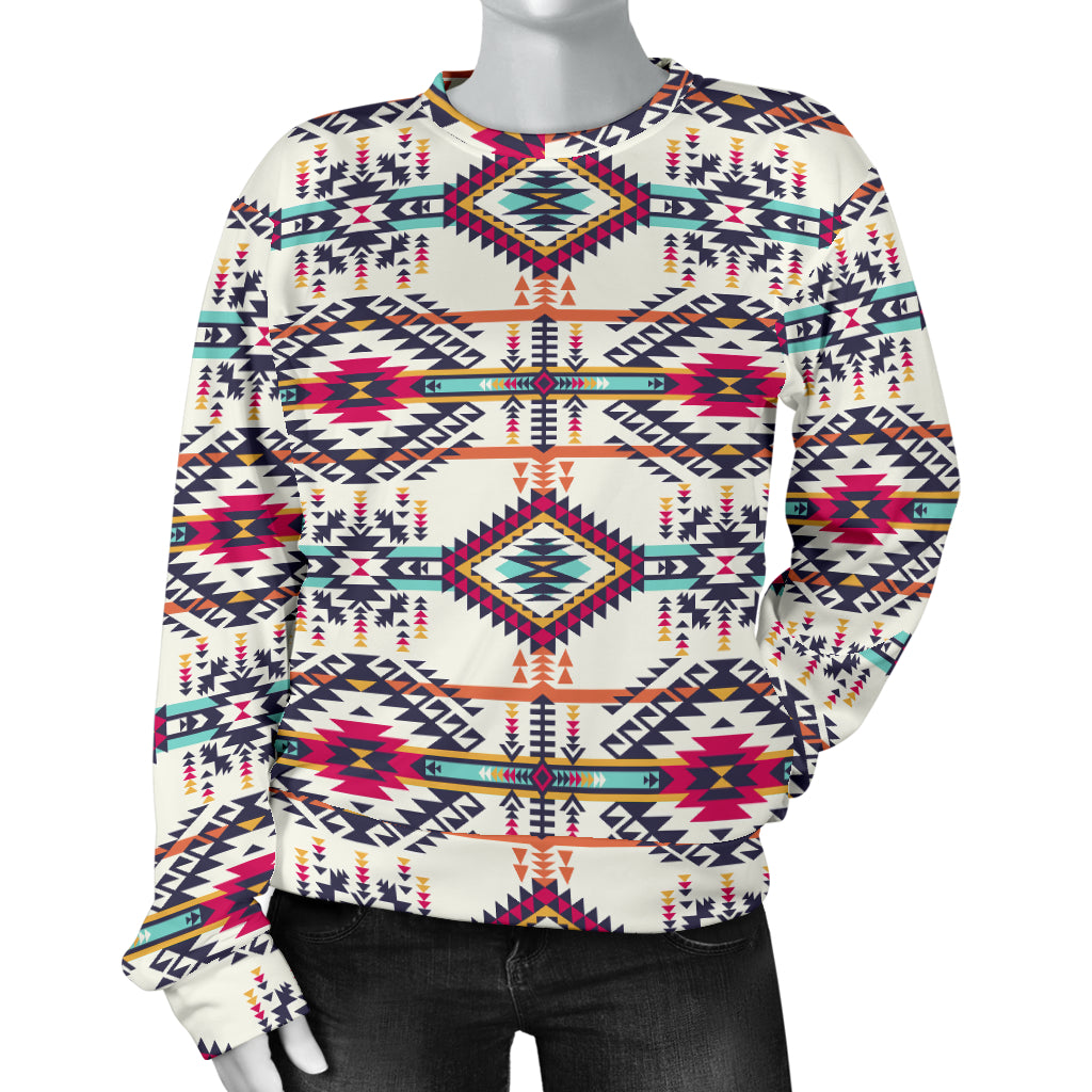Indian Navajo Art Themed Design Print Women Long Sleeve Sweatshirt