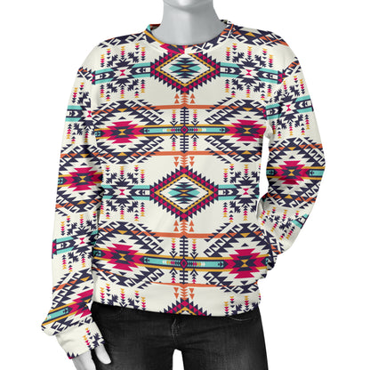 Indian Navajo Art Themed Design Print Women Long Sleeve Sweatshirt