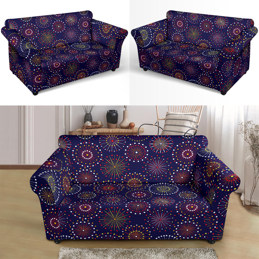Firework Flower Style Print Design LKS302 Loveseat Couch Slipcover