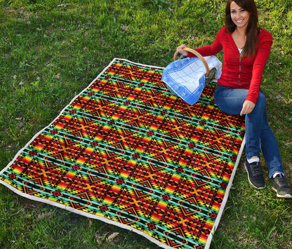 Kente Red Design African Print Quilt Bedspread