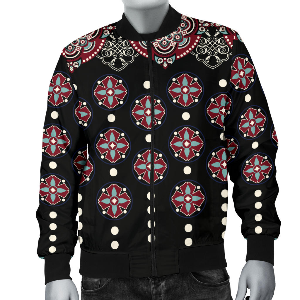 Ethnic Dot Style Print Pattern Men Bomber Jacket