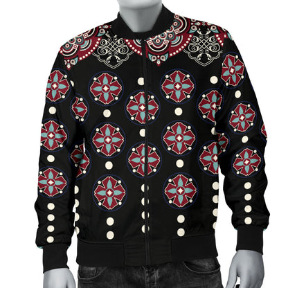 Ethnic Dot Style Print Pattern Men Bomber Jacket
