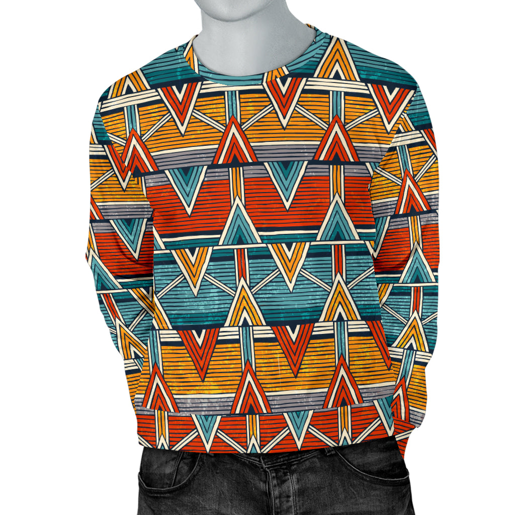 Kente Print African Design Themed Men Long Sleeve Sweatshirt