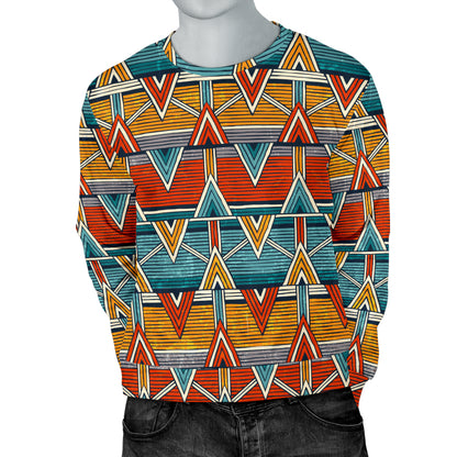 Kente Print African Design Themed Men Long Sleeve Sweatshirt