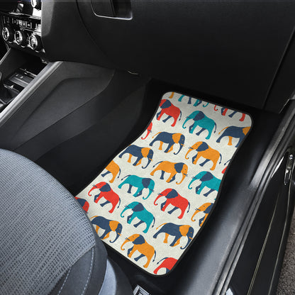 Elephant Colorful Print Pattern Car Floor Mats Front Back