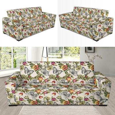 Butterfly Flower Pattern Print Design 06 Sofa Slipcover