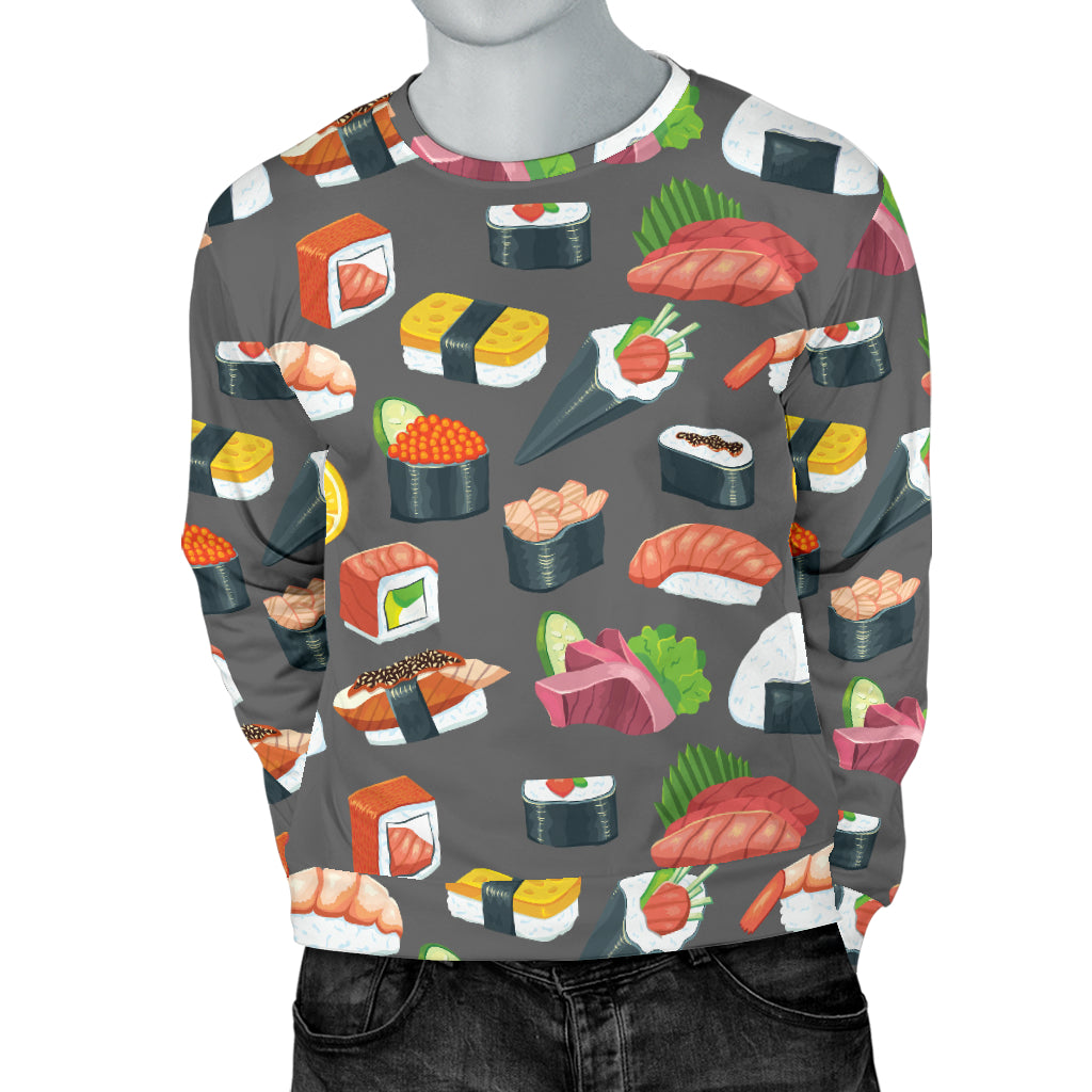 Sushi Pattern Print Men Long Sleeve Sweatshirt