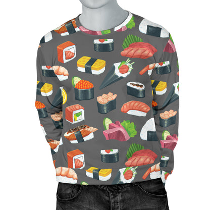 Sushi Pattern Print Men Long Sleeve Sweatshirt