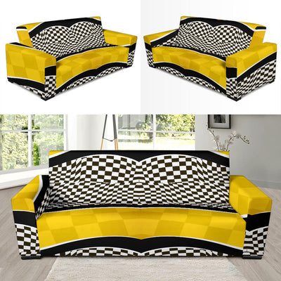 Checkered Pattern Print Design 02 Sofa Slipcover