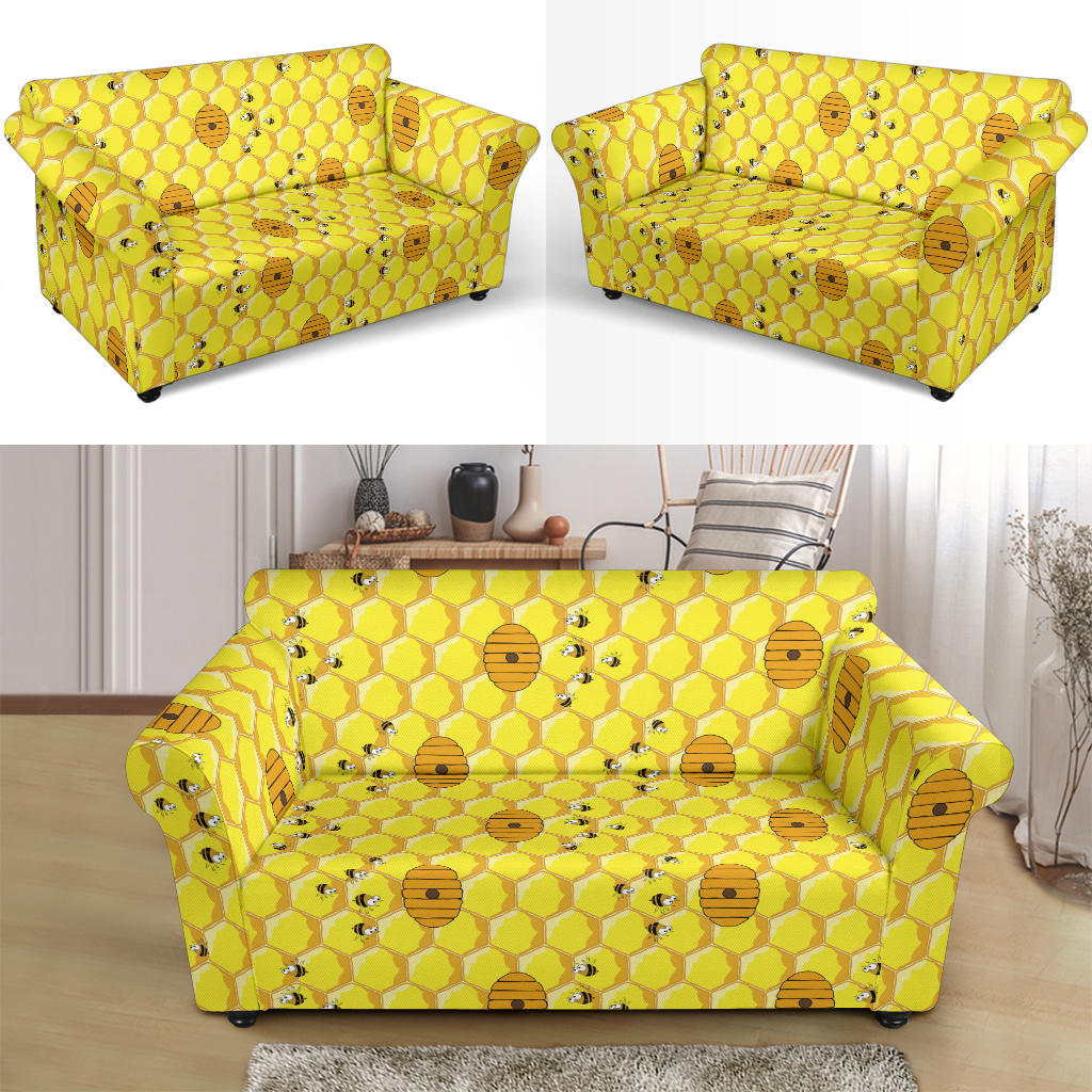 Honey Bee Print Design LKS303 Loveseat Couch Slipcover