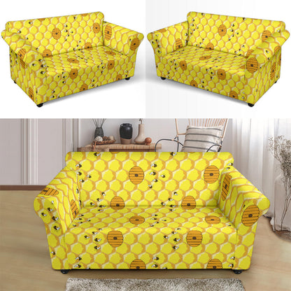 Honey Bee Print Design LKS303 Loveseat Couch Slipcover
