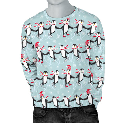 Penguin Sking Design Men Long Sleeve Sweatshirt