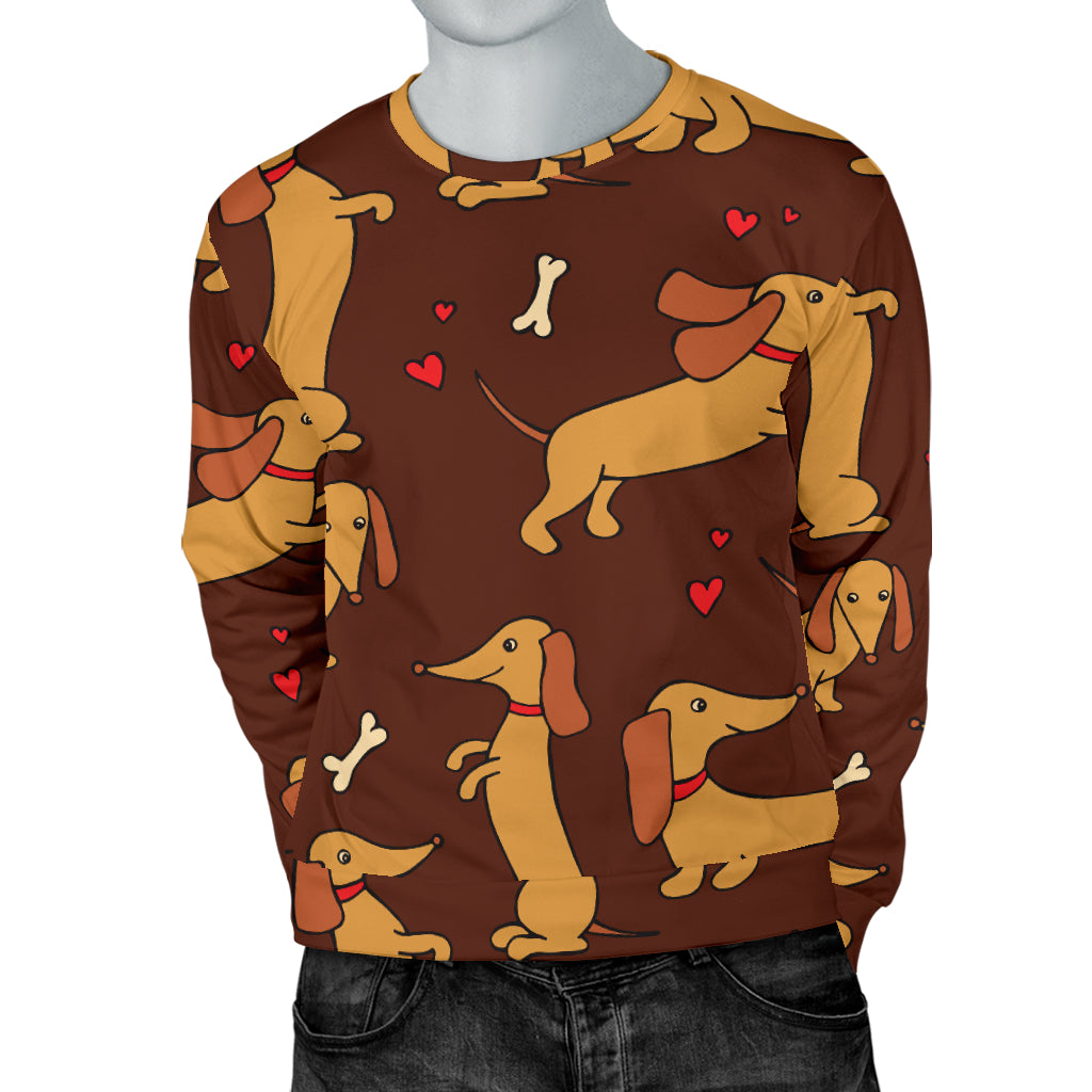 Dachshund Happy Print Pattern Men Long Sleeve Sweatshirt