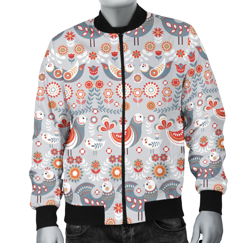 Swedish Nordic Design Print Men Bomber Jacket