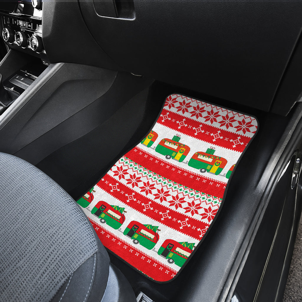 Camper Camping Ugly Christmas Design Print Car Floor Mats Front Back