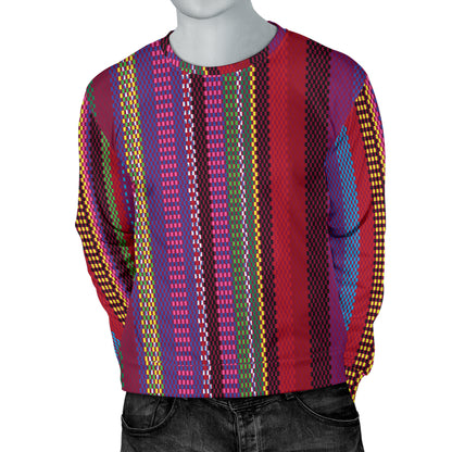 Serape Stripe Print Men Long Sleeve Sweatshirt