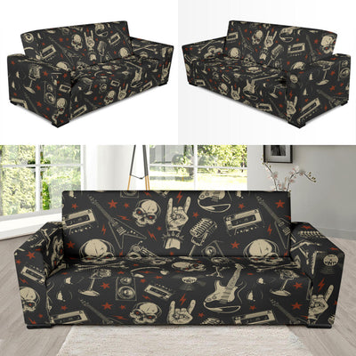 Rock and Roll Skull Pattern Print Design A03 Sofa Slipcover