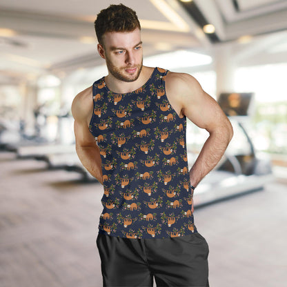 Sloth flower Design Themed Print Men Tank Top