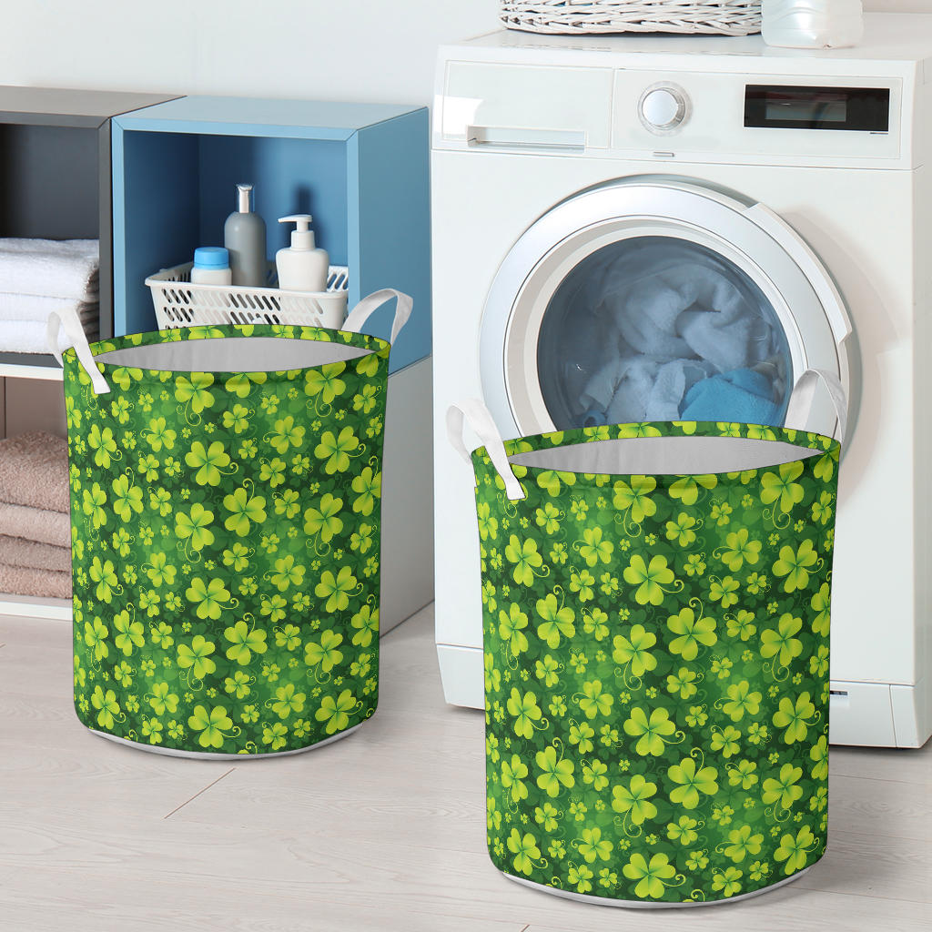 Shamrock Clover Print Laundry Basket