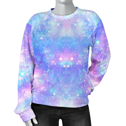 Galaxy Stardust Pastel Color Print Women Long Sleeve Sweatshirt
