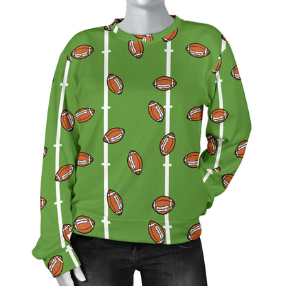 American Football on Field Themed Print Women Long Sleeve Sweatshirt