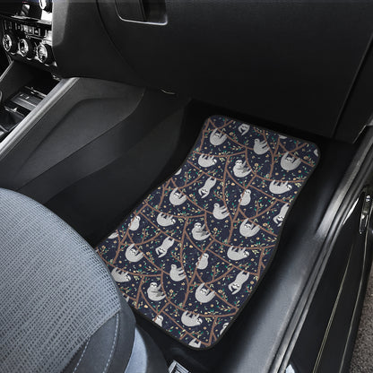 Sloth Happy Design Themed Print Car Floor Mats Front Back