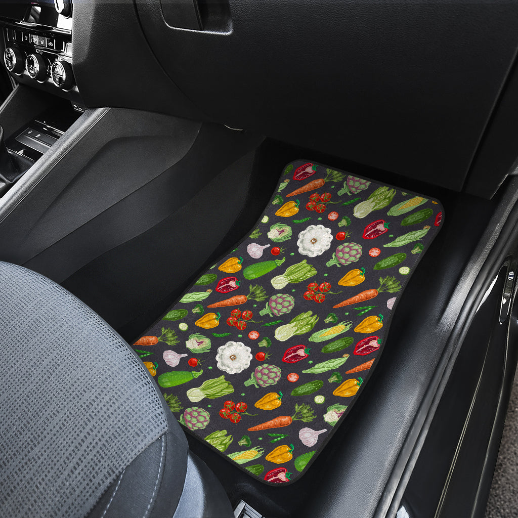 Vegan Pattern Themed Design Print Car Floor Mats Front Back