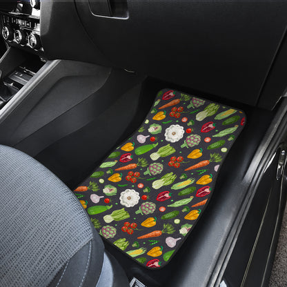 Vegan Pattern Themed Design Print Car Floor Mats Front Back