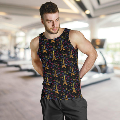 Eiffel Tower Love Paris Print Men Tank Top
