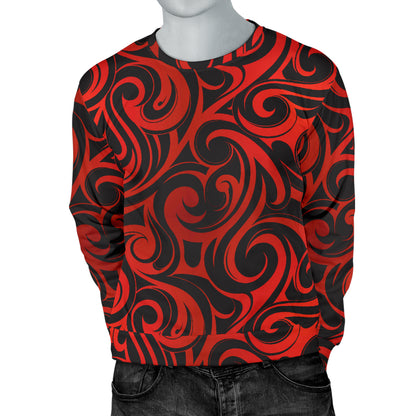 Maori Red Black Themed Design Men Long Sleeve Sweatshirt