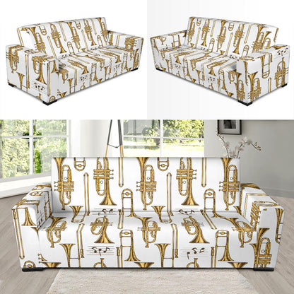 Trombone Pattern Print Design 04 Sofa Slipcover