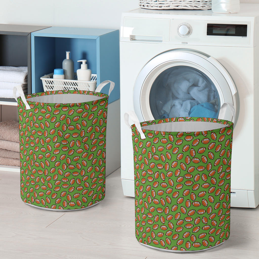 American Football on Green Design Laundry Basket