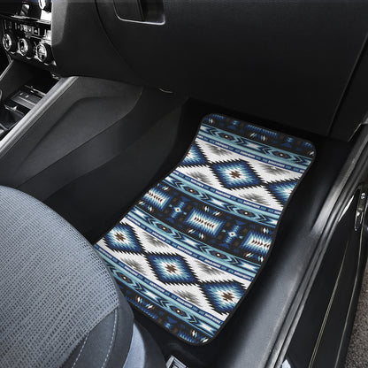 Navajo Dark Blue Print Pattern Car Floor Mats Front Back