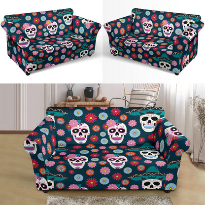 Sugar Skull Print Design LKS308 Loveseat Couch Slipcover