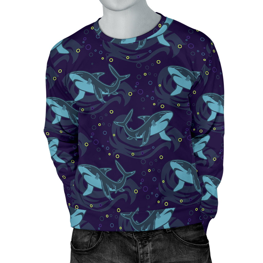 Shark Themed Print Men Long Sleeve Sweatshirt