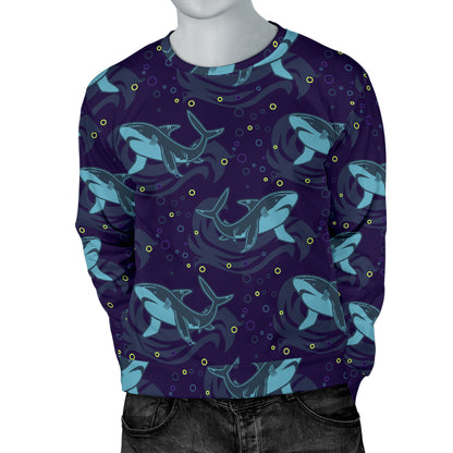 Shark Themed Print Men Long Sleeve Sweatshirt