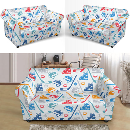 Hockey Equipment Print Design LKS301 Loveseat Couch Slipcover