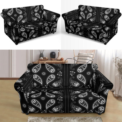 Bandana Paisley Black Print Design LKS308 Loveseat Couch Slipcover