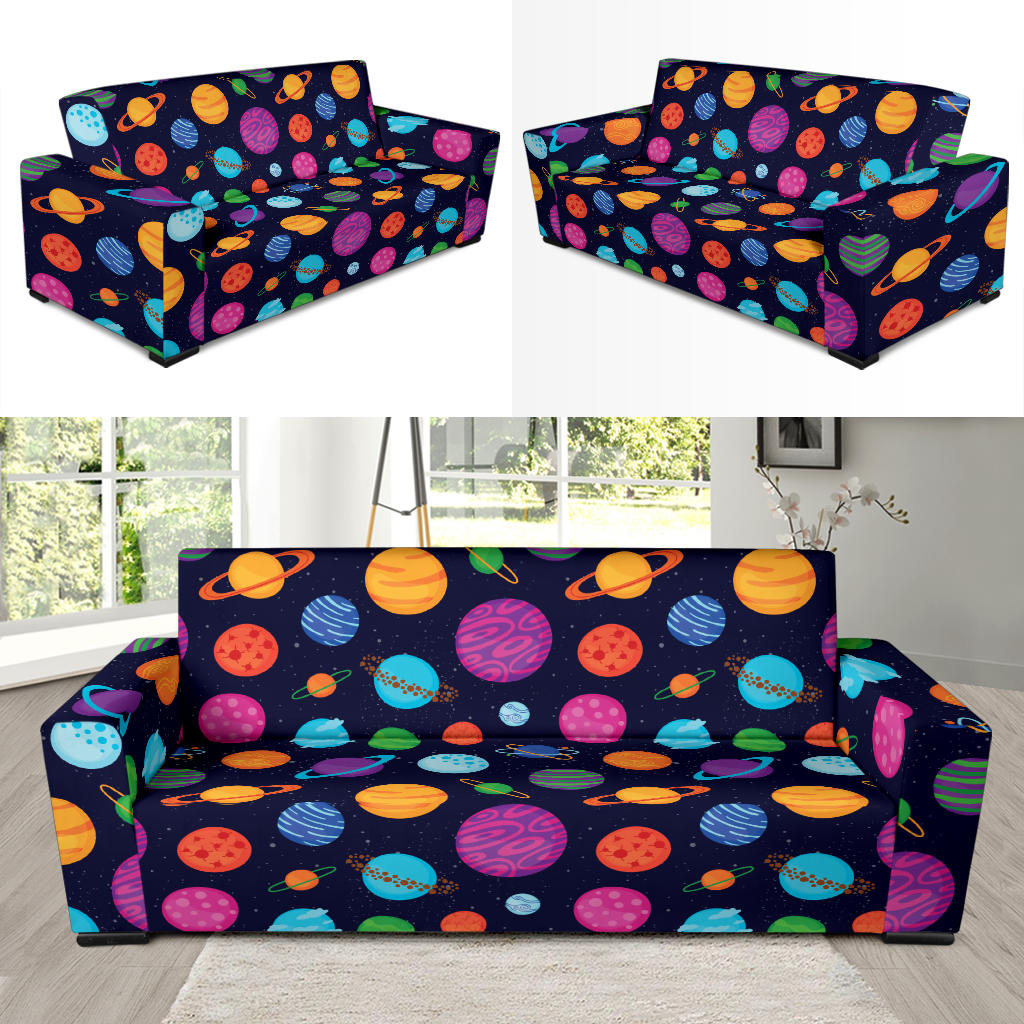 Planet Multicolor Print Design LKS302 Sofa Slipcover