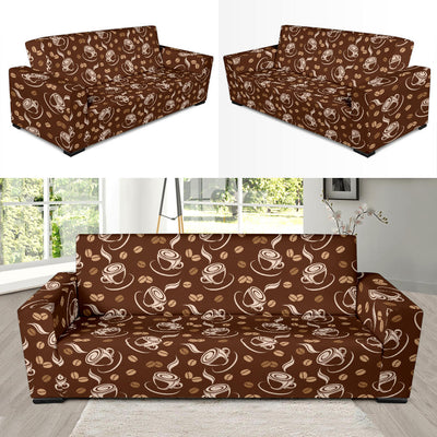 Coffee Pattern Print Design 03 Sofa Slipcover