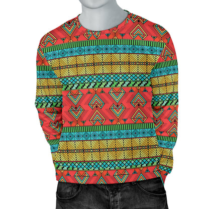 African Colorful Zigzag Print Pattern Men Long Sleeve Sweatshirt