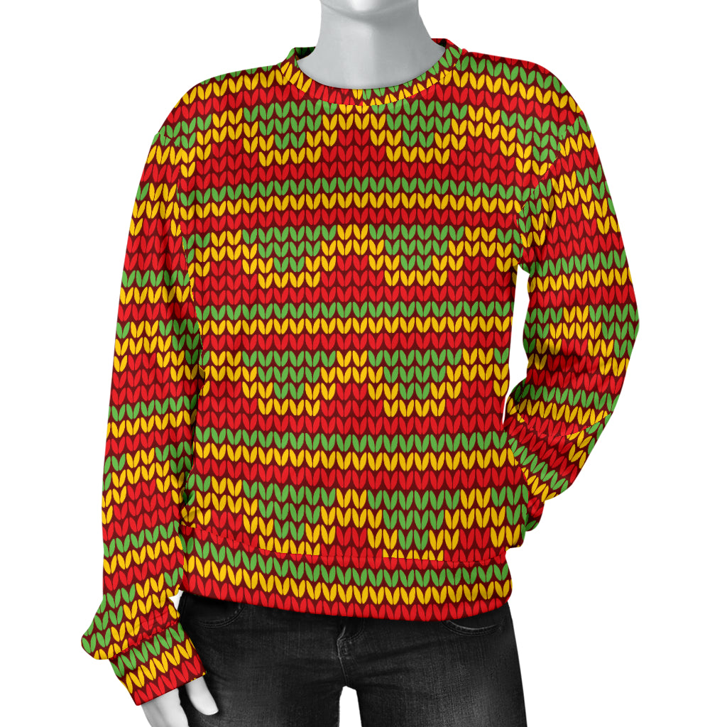 Rasta Reggae Color Print Women Long Sleeve Sweatshirt