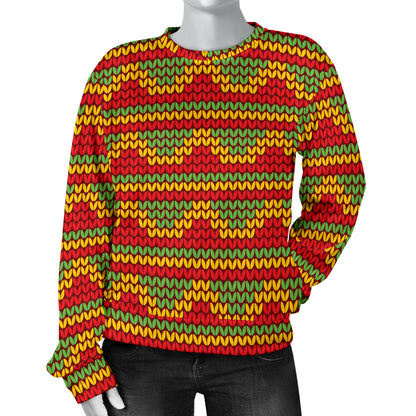 Rasta Reggae Color Print Women Long Sleeve Sweatshirt